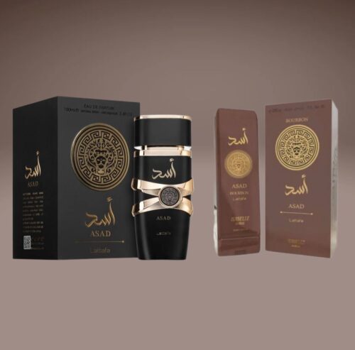Combo Asad Lattafa Eau de Parfum – 100ml– Masculino  +  Asad Bourbon Isabelle Hidratante- 200ml - Imagem 1