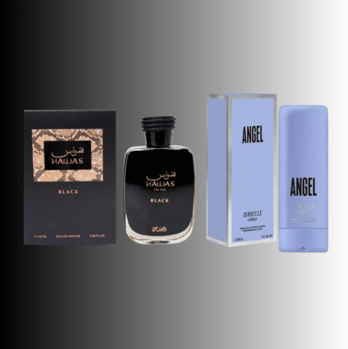 Combo Hawas Black Rasasi Eau de Parfum 100ml + Angel Isabelle Hidratante 200ml- Masculino - Imagem 1