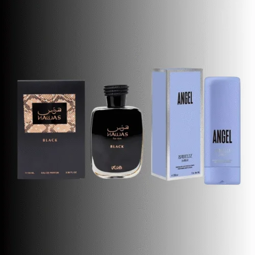 Combo Hawas Black Rasasi Eau de Parfum 100ml + Angel Isabelle Hidratante 200ml- Masculino
